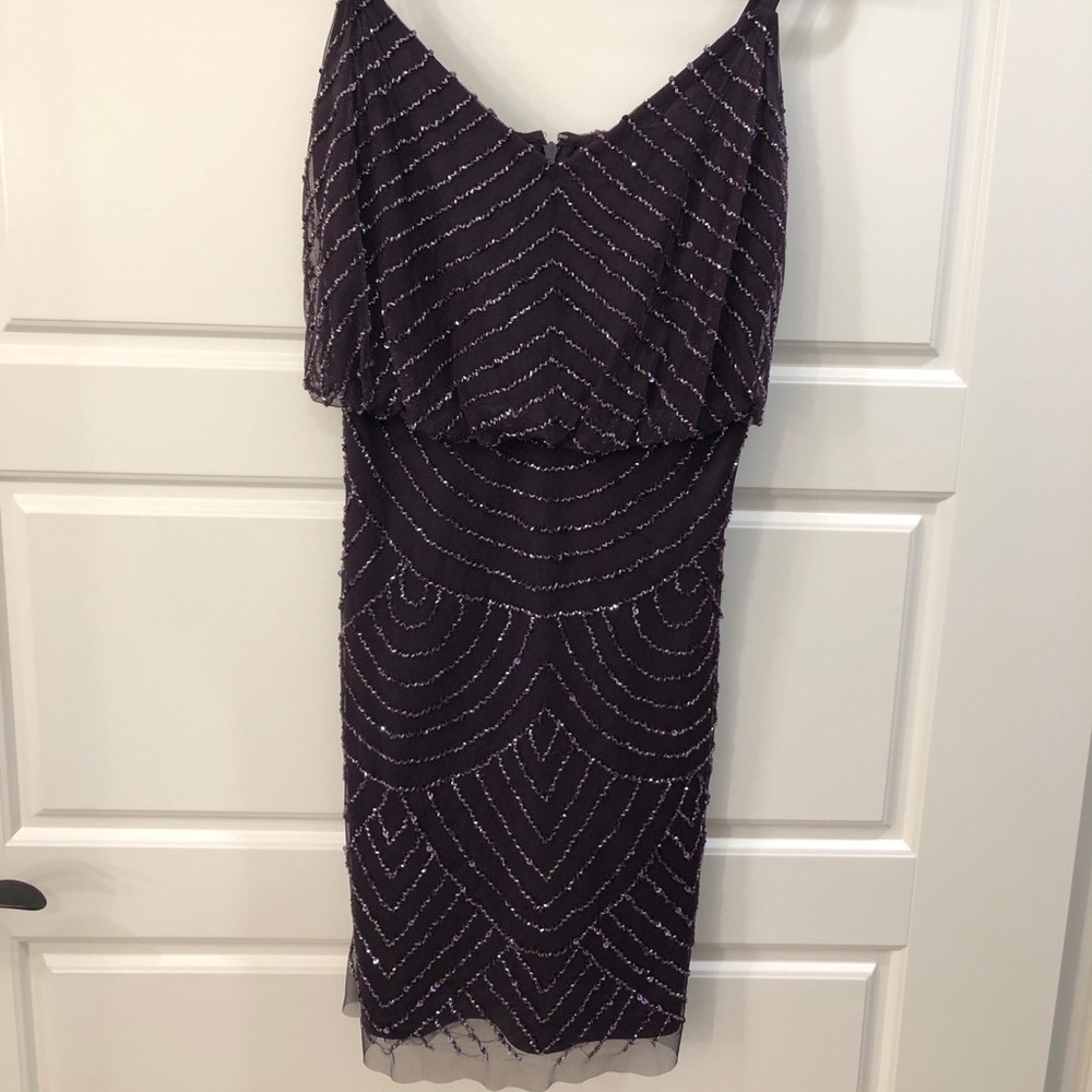 Adrianna Papell purple sequins dress